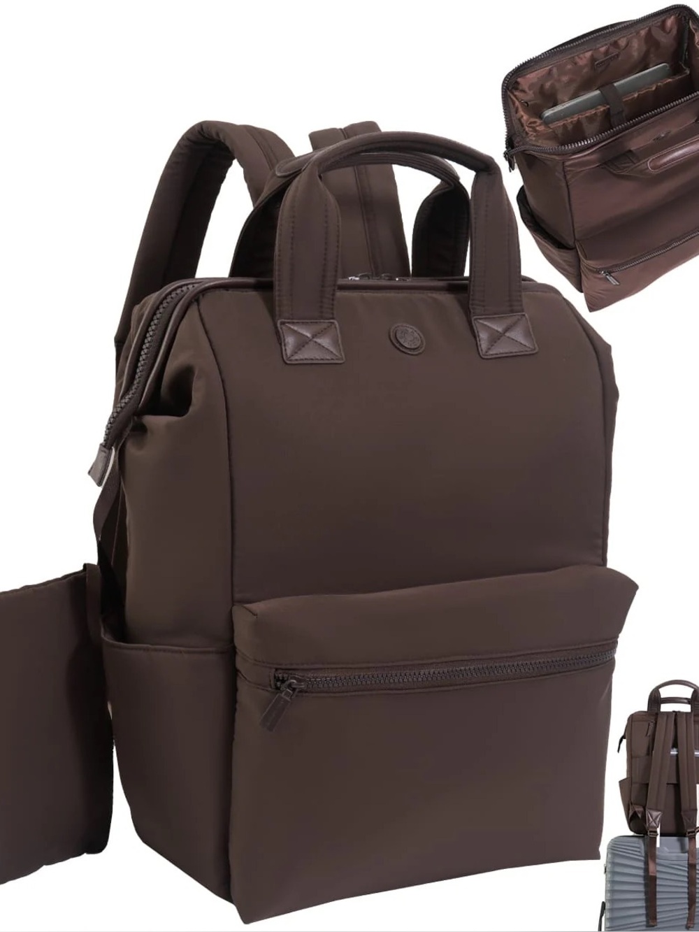 NWT Max Studio The Elise Sport Nylon 18 Inch Workbook Backpack Chocolate Brown